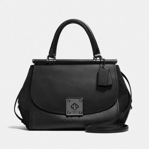 Coach Handbags - Coach 38389 Mixed Leather Drifter Carryall Satchel Handbag Purse in Black